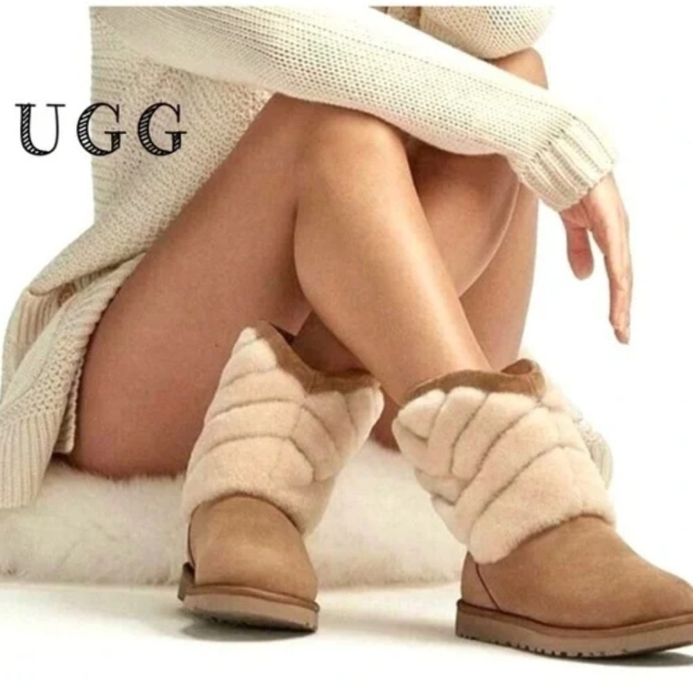 Ugg Tania Chevron Boots Fur Shearling SN 1012391 Designer Luxury Winter #169